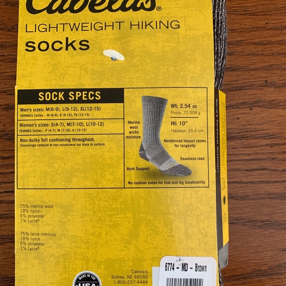 Cabela’s Merino Wool Socks Charcoal Med 7-10 New - Picture 2 of 3